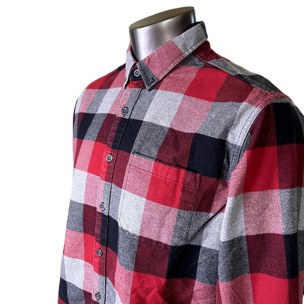 Eddie Bauer Mens Flannel Shirt Fall Winter Button Down Top Size XL u Red Gray - Picture 3 of 8